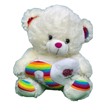 🐻 دب قطيفة أبيض ناعم وكبير الحجم